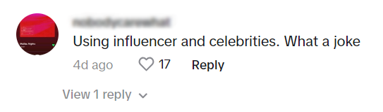 Comments about influencers
